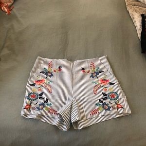 LOFT floral, pinstripe shorts
